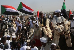 Supporters of Sudanese President Omar al-Bashir gather for a campaign rally in Sudan's east-central al-Jazirah state. Photo: AFP/Ashraf Shazly