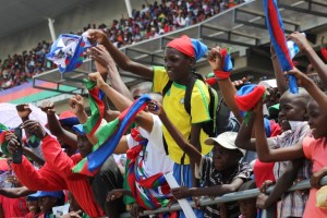 Swapo supporters cheer during the last general election campaign rally on November 22, 2014 at the Sam Nujoma stadium in Windhoek. Photo: AFP/Jordaania Andima