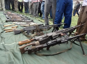 A cache of weapons captured after five days of heavy fighting between the Burundi army and rebels in the north-western part of the country in January 2015. Photo: AFP/Esdras Ndikumana
