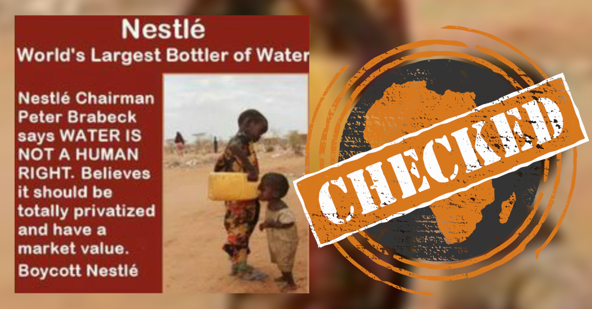 til Mantle historie Does Nestlé chair Brabeck-Letmathe say water isn't a human right? The  messages are mixed - Africa Check