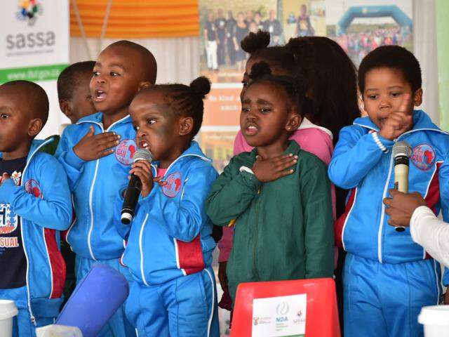 Children sing at the launch of Child Protection Week 2017 in Langa, Cape Town. Photo: Kopano Tlape/GCIS
