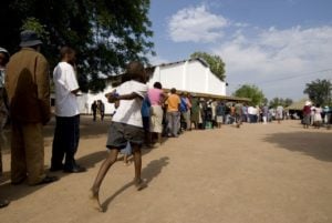 Botswanan voters line up to cast their ballots at a polling station in Gaborone in October 2009. Photo: AFP/Monirul Bhuiyan