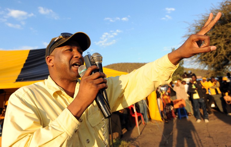 Botswana National Front leader Duma Boko addresses a rally in Lobatse, a village about 80kms away from the capital Gaborone on November 10, 2012. Photo: AFP/Monirul Bhuiyan