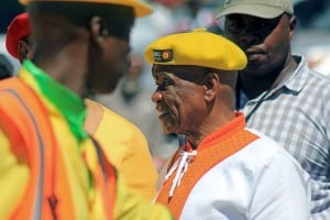Lesotho's Prime Minister Tom Thabane at an election rally in the kingdom's capital Maseru. Photo: AFP/Hlompho Letsielo