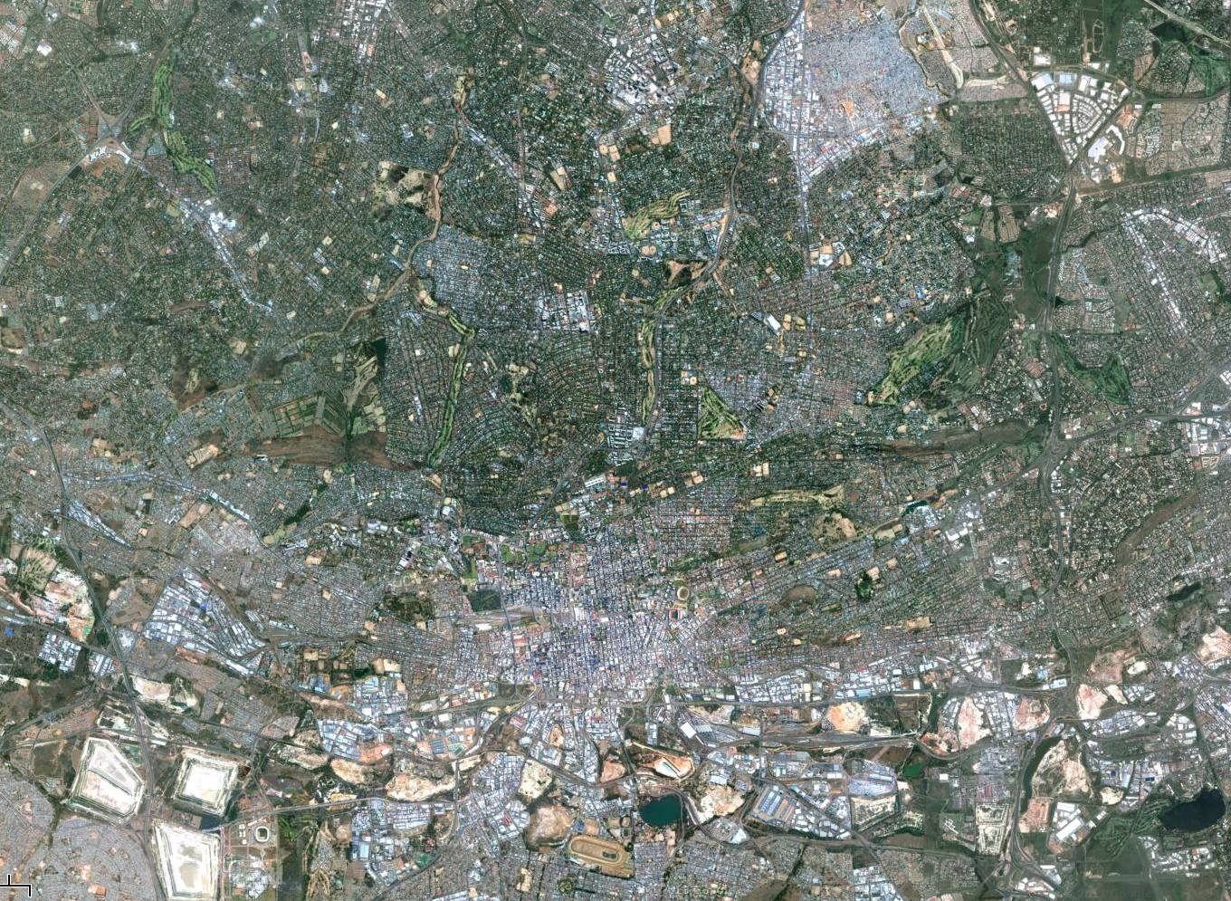 A satellite image of Johannesburg