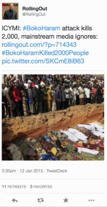 A screenshot taken on 12 January shows one of the purported Baga massacre images. In fact, the image dates from March 2010. 