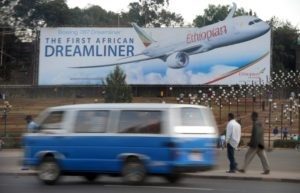 Un panneau d’Ethiopian Airlines à Addis-Abeba en janvier 2010. Photo : AFP.