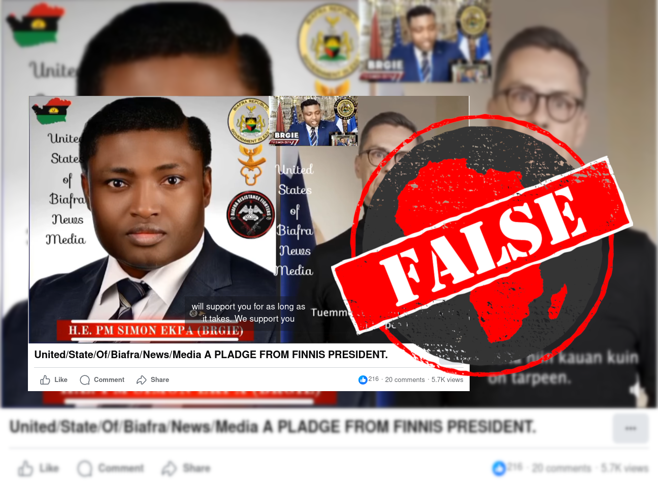 False claim about Finnish president Alexander Stubb supporting Biafran independence