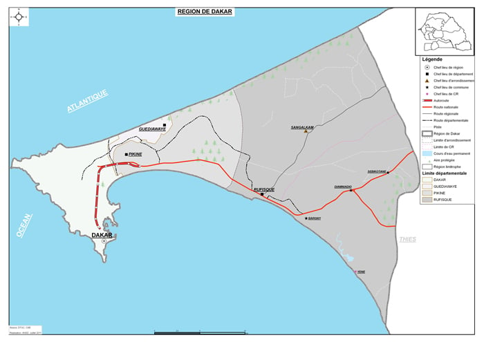 Carte de la région de Dakar. Source : ANSD