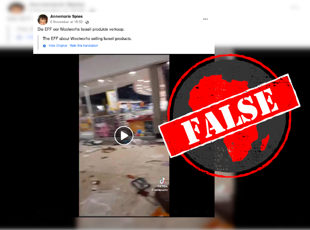 False claim about looting at a mall