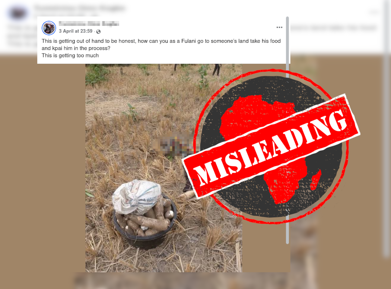 Misleading photograph claiming to show a man killed by Fulani herders
