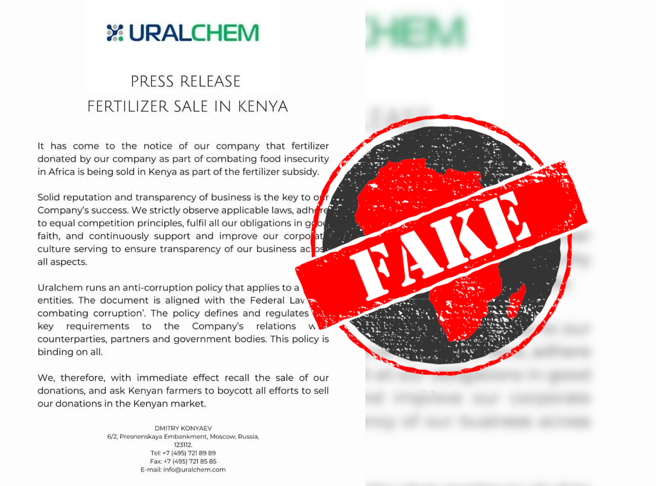 Fake statement Uralchem Kenya