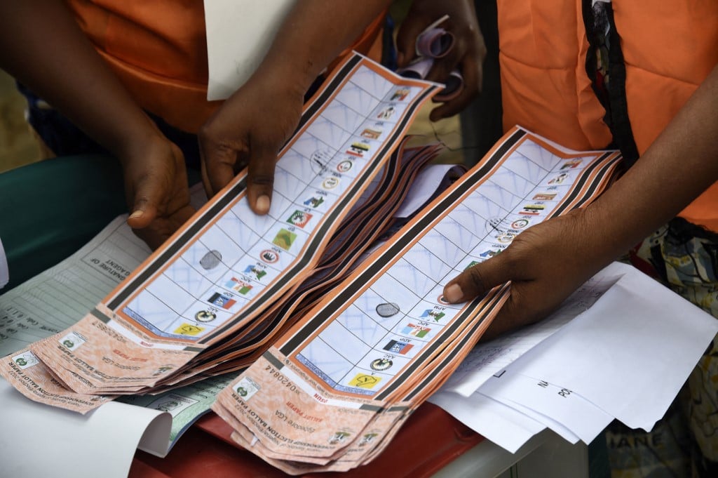 Ballot papers from a July 2022 election in Nigeria