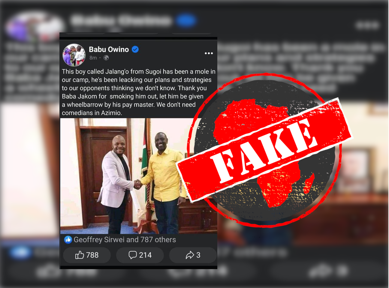 Fake Owino FB post.