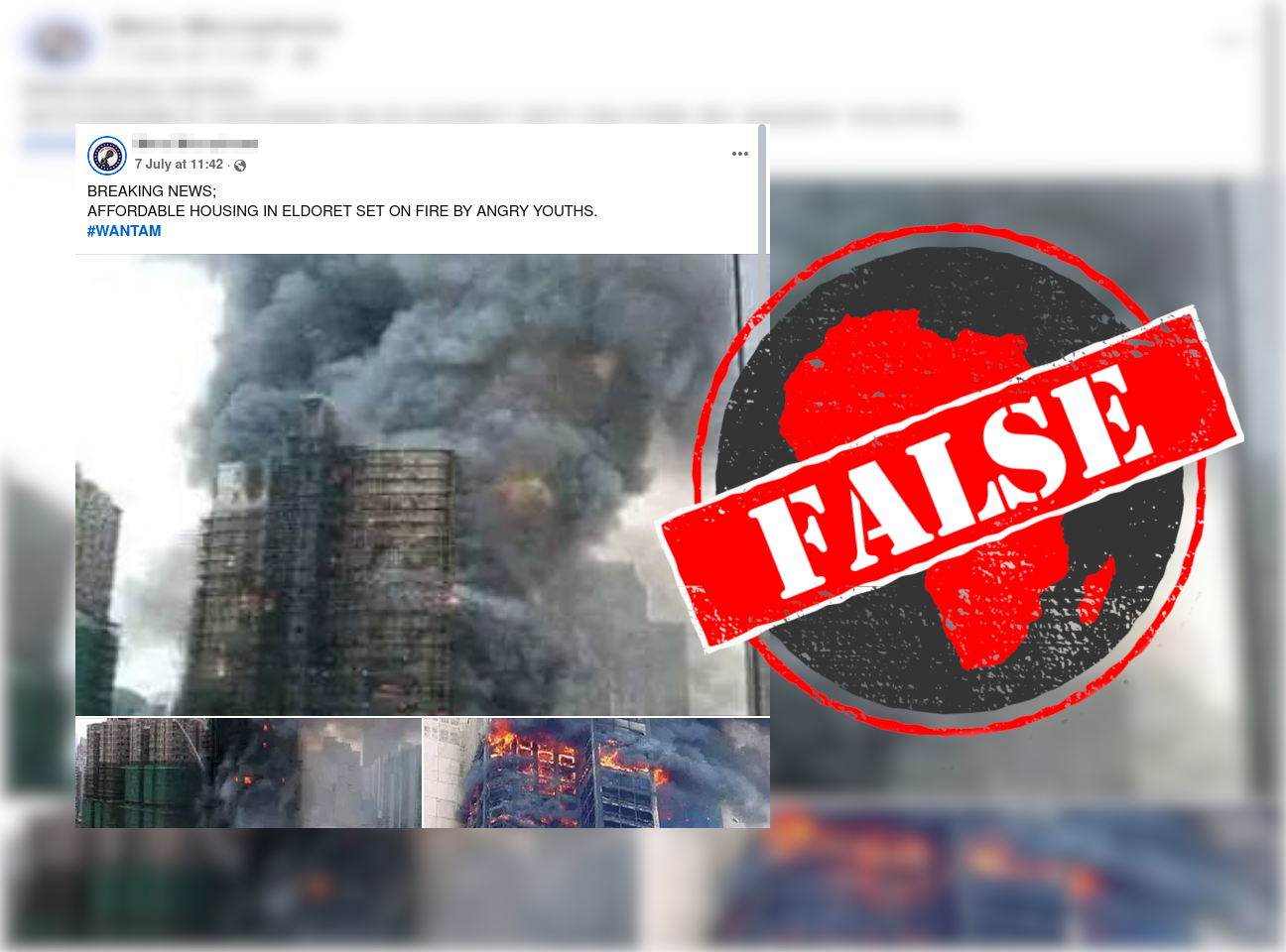 False claim about images that supposedly show social housing on fire