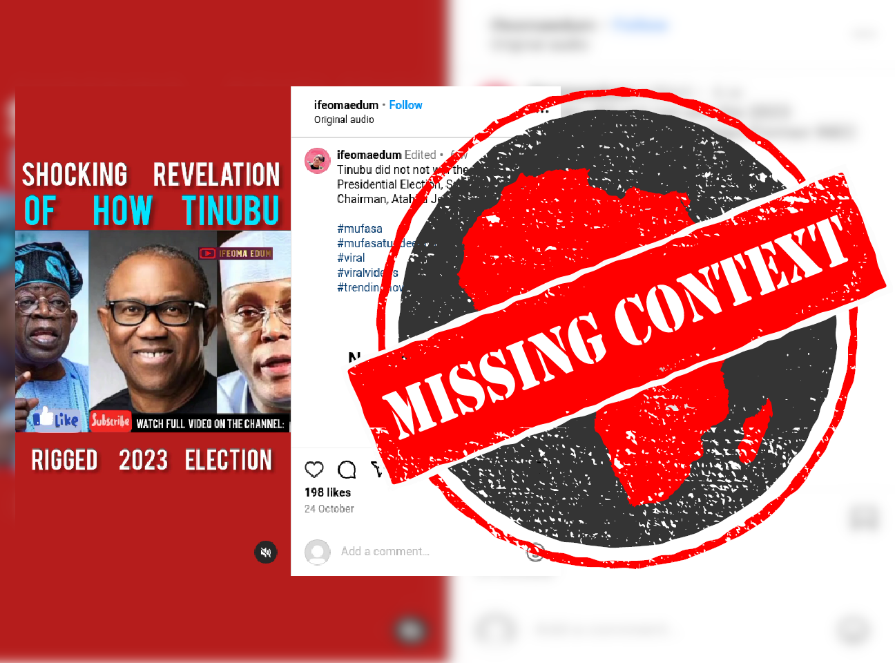 Claim about Tinubu election rigging with missing context