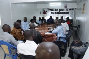 Des membres de l'organisation M23 se réclamant de la société civile. En 2011 et 2012, ils étaient actifs le terrain politique et s'étaient opposés à la volonté de l'ancien président Abdoulaye Wade de modifier la Constitution. Photo AFP