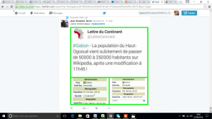 A l'image de ce tweet, beaucoup d'internautes se sont posés des questions sur la population de la province du Haut-Ogoué. Capture d'écran