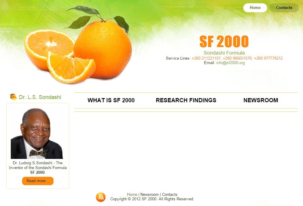 A screenshot of the SF 2000 website in September 2015.