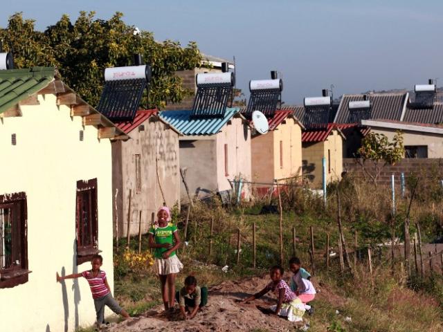 Housing with solar geysers in South Africa