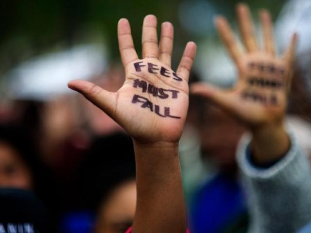 South African students protest over fees in September 2016 outside parliament in Cape Town. Photo: AFP/RODGER BOSCH
