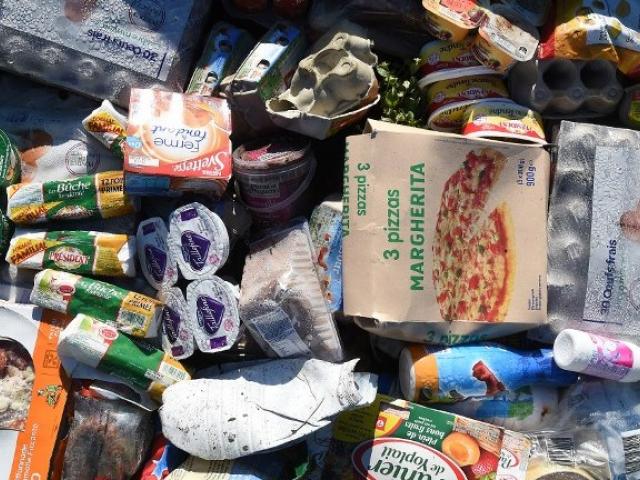 Food waste in a plastic container before it is crushed and transformed in a cooperative recycling site in France in November 2015. Photo: AFP/ERIC CABANIS