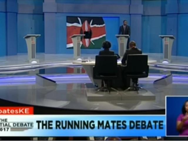 Eliud Muthiora Kariara was the only one of six expected presidential running-mates who showed up for a live debate in Nairobi on 17 July 2017.