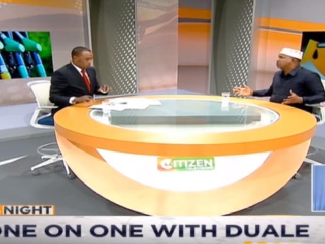 A Citizen TV screengrab of the September 2018 interview of Aden Duale, the majority leader in Kenya's national assembly.