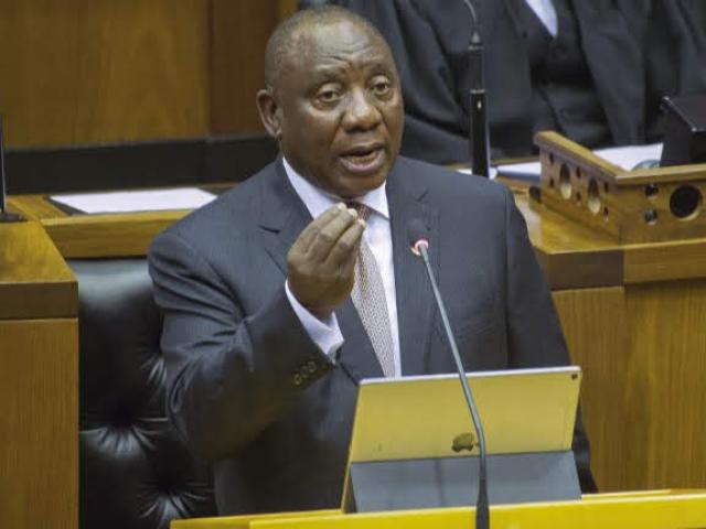 South African President Cyril Ramaphosa he delivers his annual State of the Nation address in parliament on February 7, 2019, in Cape Town. Photo: AFP/RODGER BOSCH