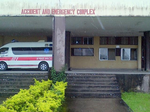 A photo taken in October 2015 shows the emergency entrance of the UniversIty of Calabar Teaching Hospital. Photo: PIUS UTOMI EKPEI / AFP