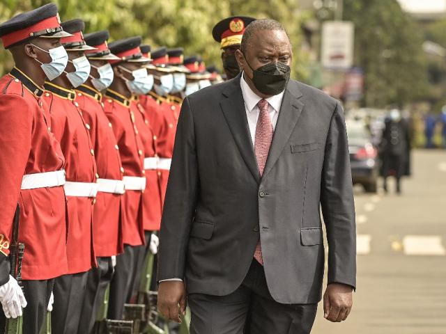 Kenya's President Uhuru Kenyatta arrives at parliament for the 2021 State of the Nation address