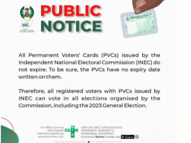 Public notice from INEC
