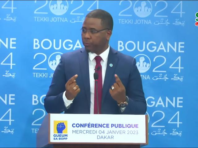 Capture d'écran de la Conférence publique donnée par Bougane Gueye Dany, le 4 janvier 2023 à Dakar