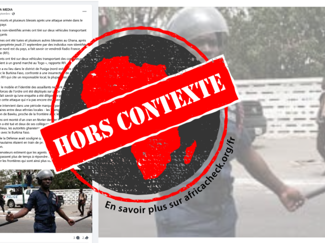 Capture d'ecran de la publication avec tampon pour article Ghana-attaque-manifestation-police