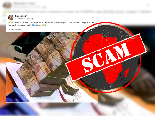 'Bimass loan' scam Facebook post