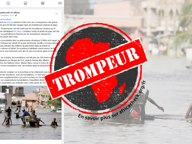 Capture d'écran de la publication avec tampon pour l'article Kenya-inondations-Sénégal