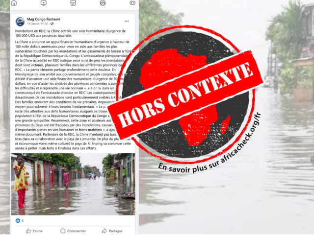 Capture d'écran de la publication avec tampon pour l'article RDC-inondations-2023 (photo prise à Kinshasa en 2017).