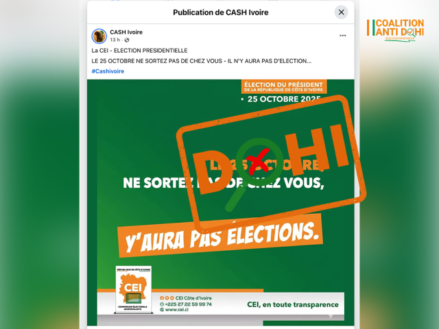 Capture d'écran de la publication vérifiée