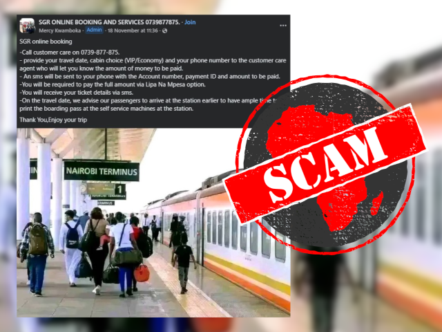 Ignore Facebook groups using the name of Kenya's standard gauge railway to offer train tickets