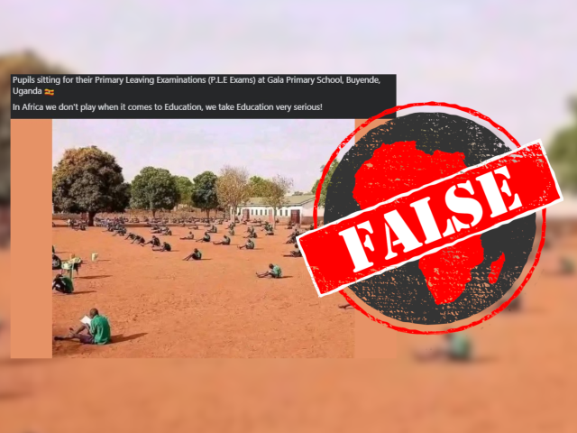 Photo claiming to show Ugandan pupils writing exams seated on the ground was taken in South Sudan