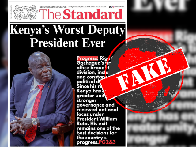 Disregard fake newspaper front page claiming Rigathi Gachagua ‘worst vice president’ in Kenya’s history