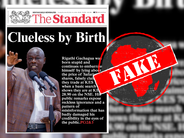 Kenya’s Standard newspaper didn’t run ‘Clueless by Birth’ front page about ex-deputy president Gachagua