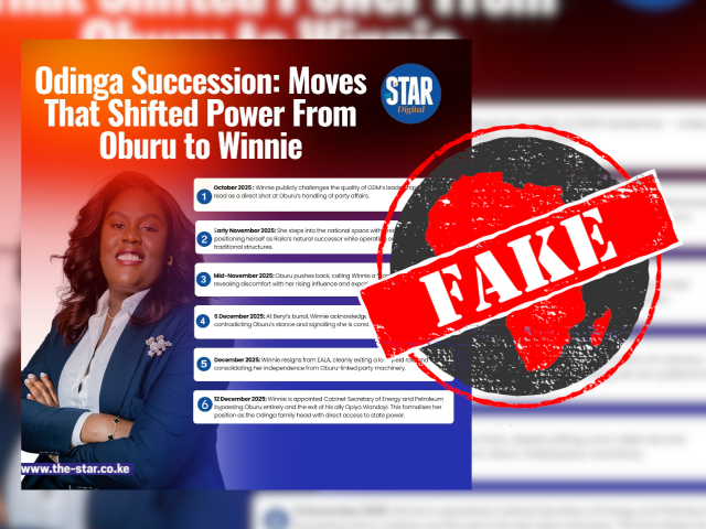 Ignore fake Star graphic claiming ‘Odinga succession’ put Winnie Odinga in Kenya’s energy cabinet