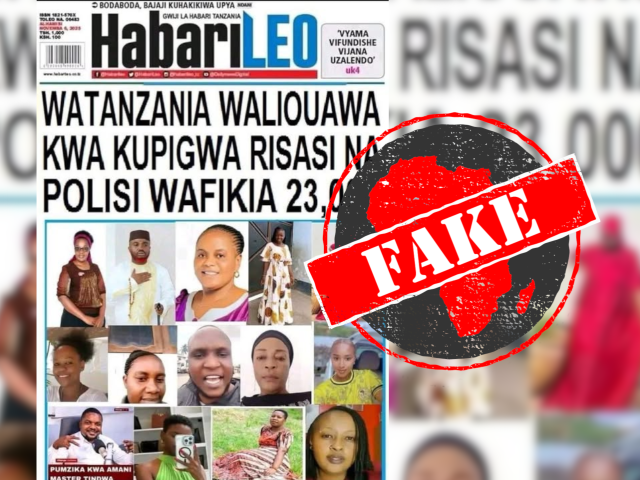 Doctored newspaper front page falsely claims Tanzania’s Habari Leo reported 23,000 civilians killed by police