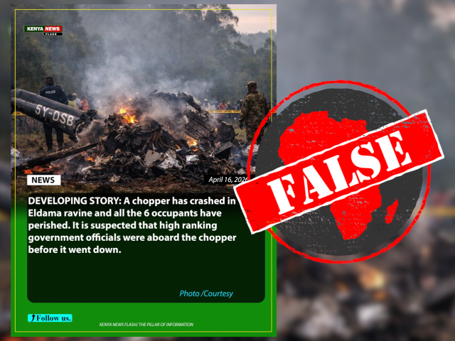 AI-generated image used to falsely claim April 2026 helicopter crash in Kenya’s Baringo county