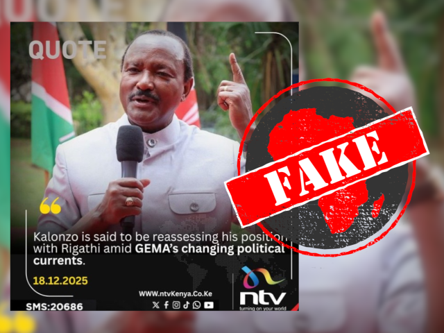 No, NTV Kenya and Citizen Digital did not report opposition politician Kalonzo Musyoka's shift’ on former deputy president Gachagua