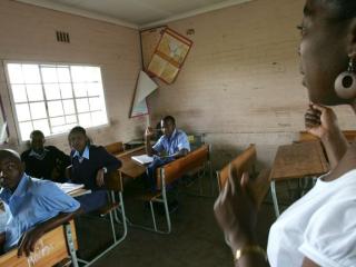A female teacher at Ibhongo High School in Soweto in January 2008. Photo: AFP/ALEXANDER JOE