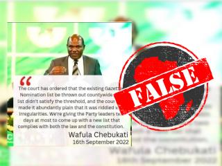 False Wafula Chebukati quote